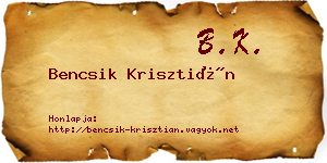Bencsik Krisztián névjegykártya